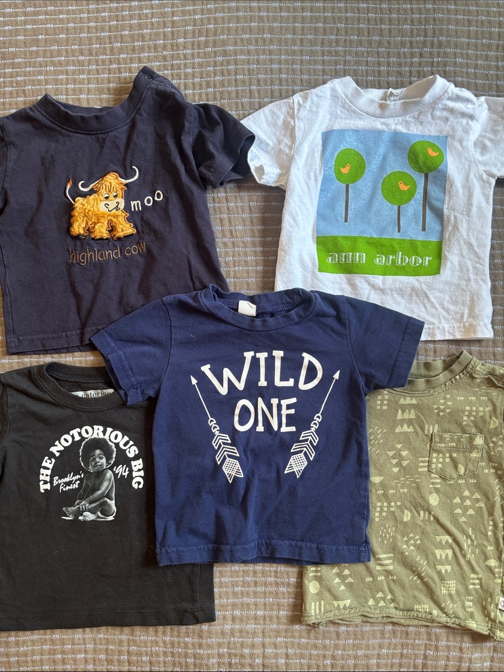 Lot of 5 Baby Boy Graphic T-Shirts 6-12 Months w/ Birthday Shirt